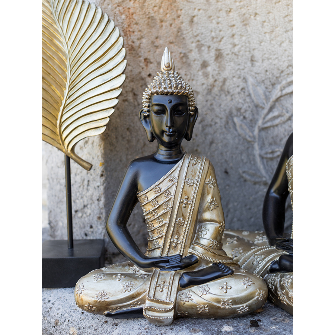 KEBA DECO BUDDHA POLYRESIN BLACK GOLD 24x13,5xH33c