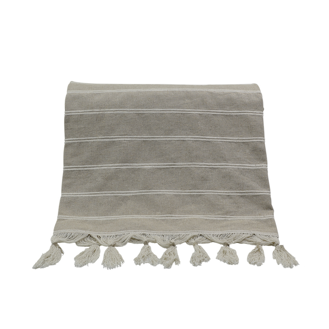 AMMOS 2 THROW COTTON BEIGE WHITE 150x210cm IN