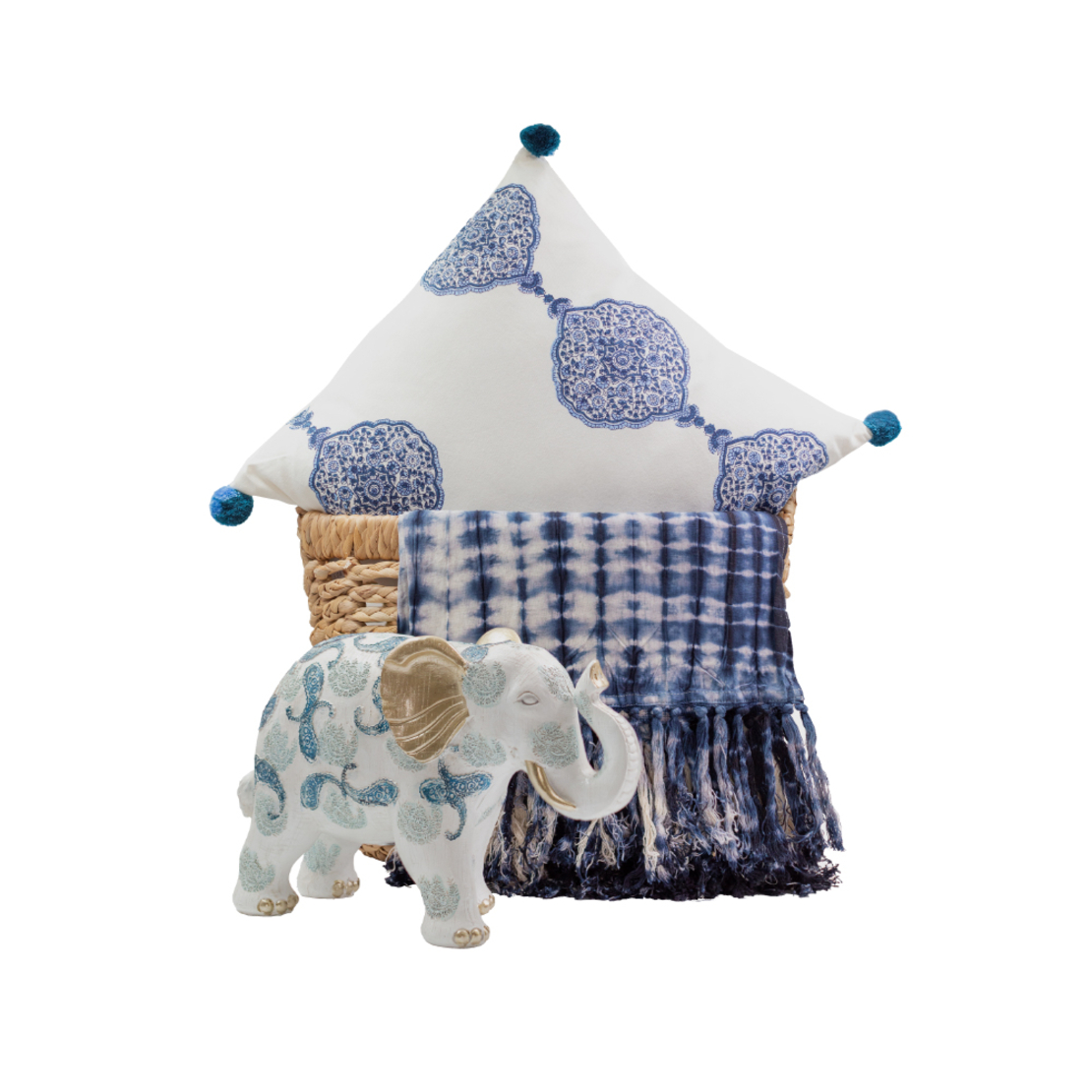 AGADIR 5 DECOR CUSHION COTTON WHITE BLUE 45x45cm I