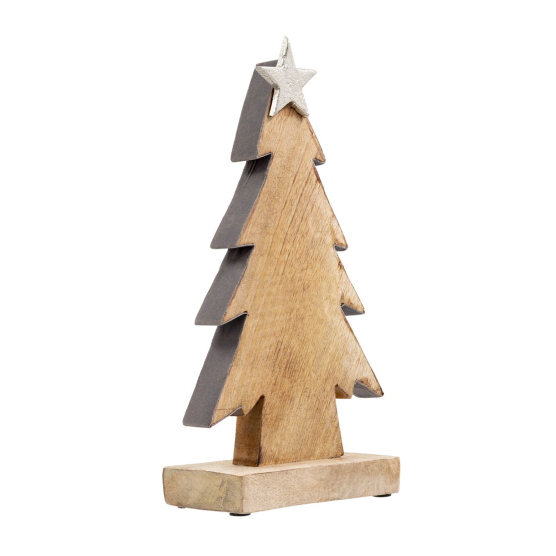 XMAS NATALE 2 TREE WOOD NATURAL GREY 17x7xH30cm IN