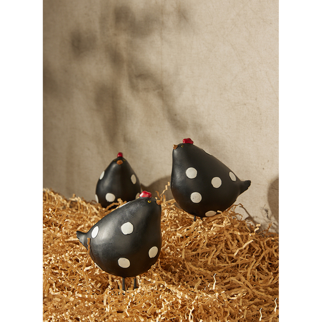 GALLINA BLACK DECO HEN POLYRESIN BLACK WHITE 14x9x