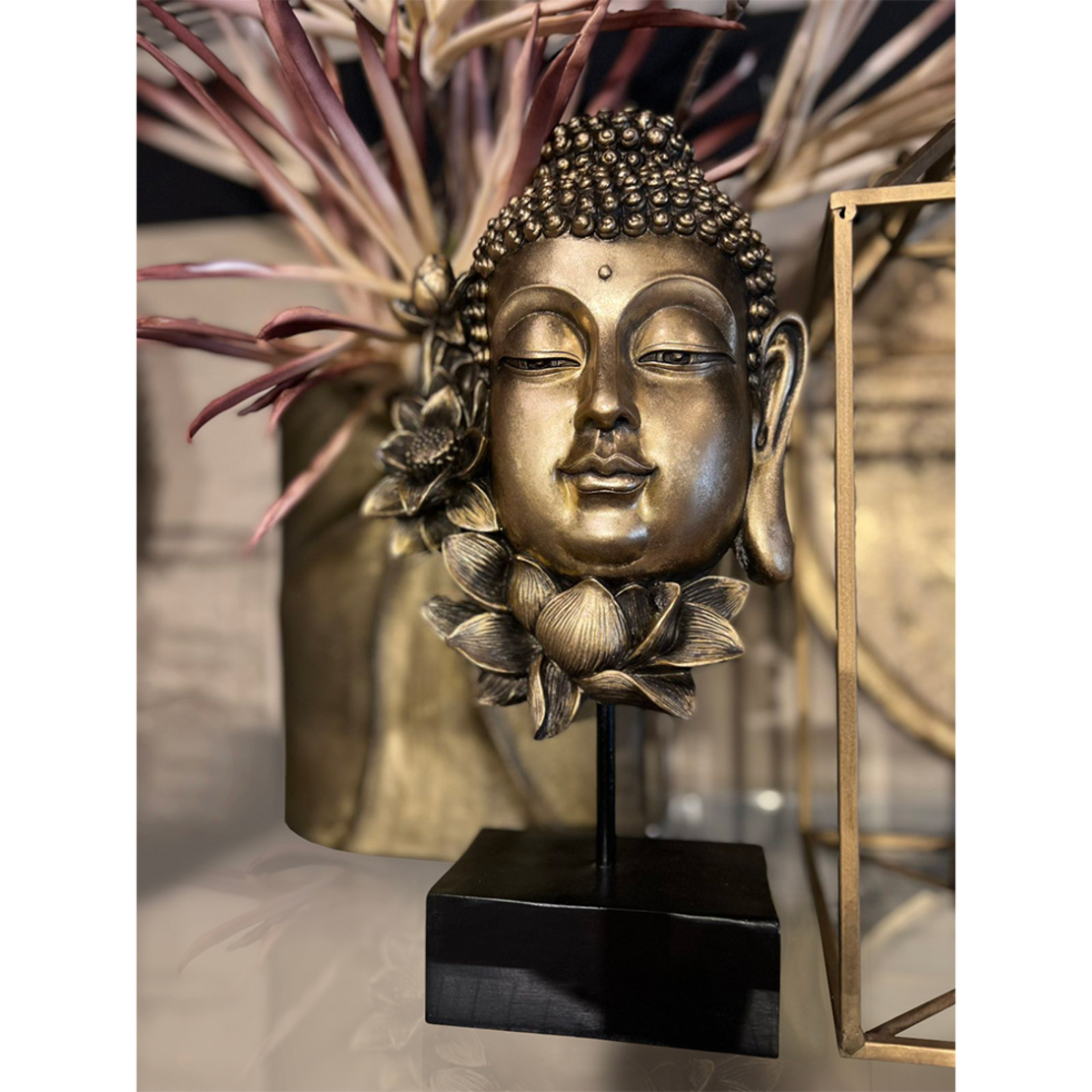 LOTUS BUDDHA DECO BUDDHA POLYRESIN GOLD BLACK 18,6