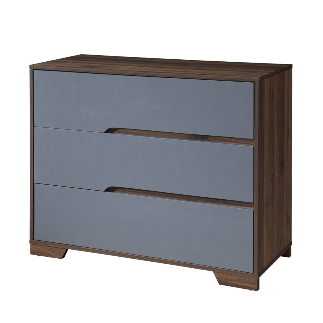 GROOVES PEDESTAL 3DRAWERS CHIPBOARD WITH MELAMINE CARTA WALNUT GREY E1 MY