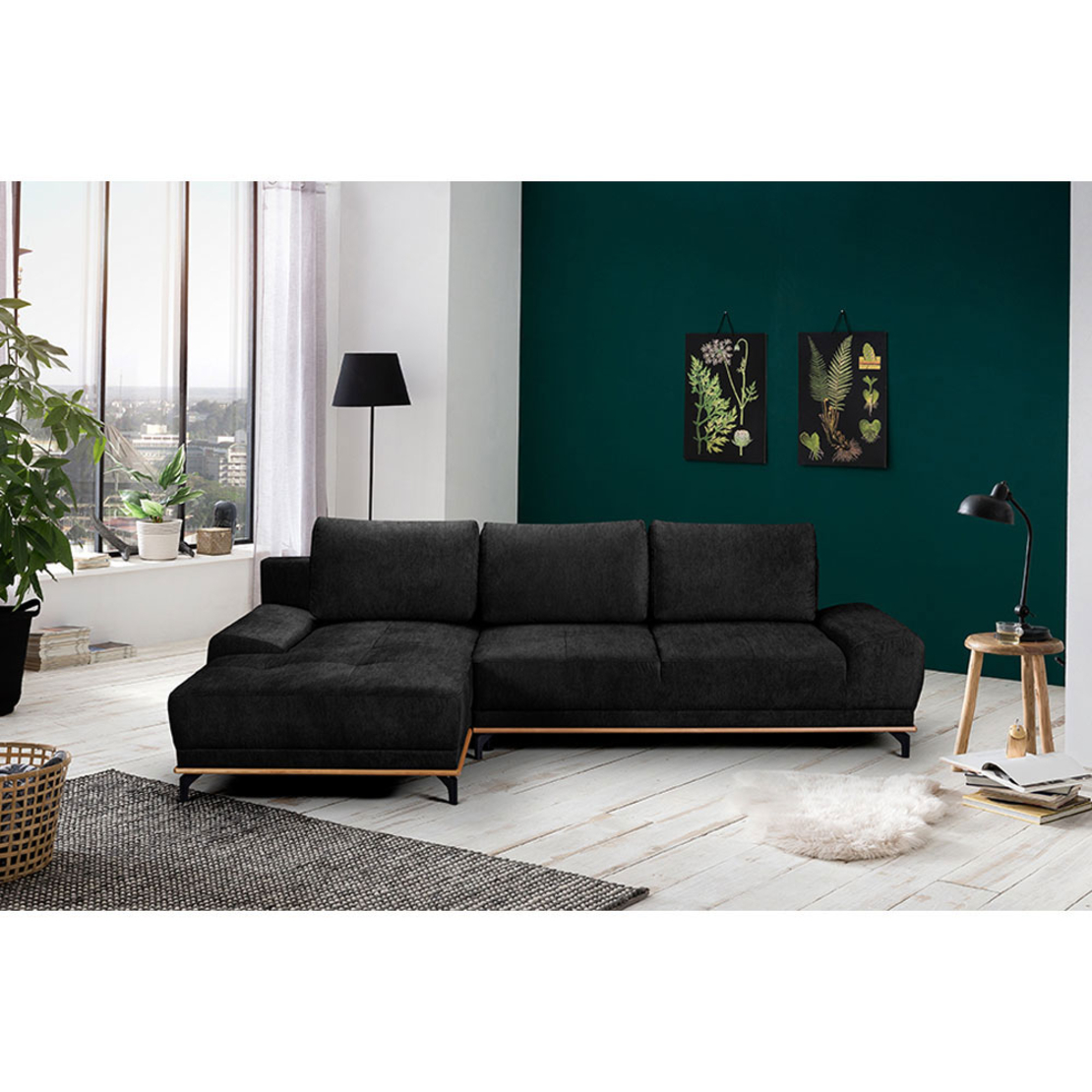 NATURA SOFA BED CORNER LEFT EASY CLEAN FABRIC ANTHRACITE E1 EU