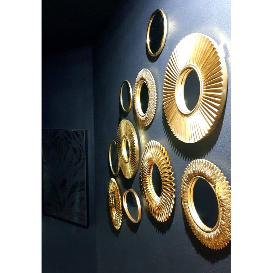 GIRASOL MIRROR WALL POLYRESIN GOLD ANTIQUE 51x51x5,5cm PRC