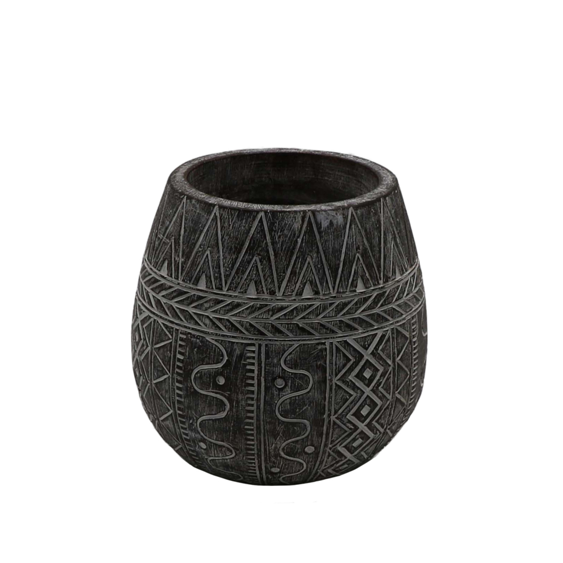 NOIR PLANTER POLYRESIN BLACK WHITE D12,5xH12,3cm P