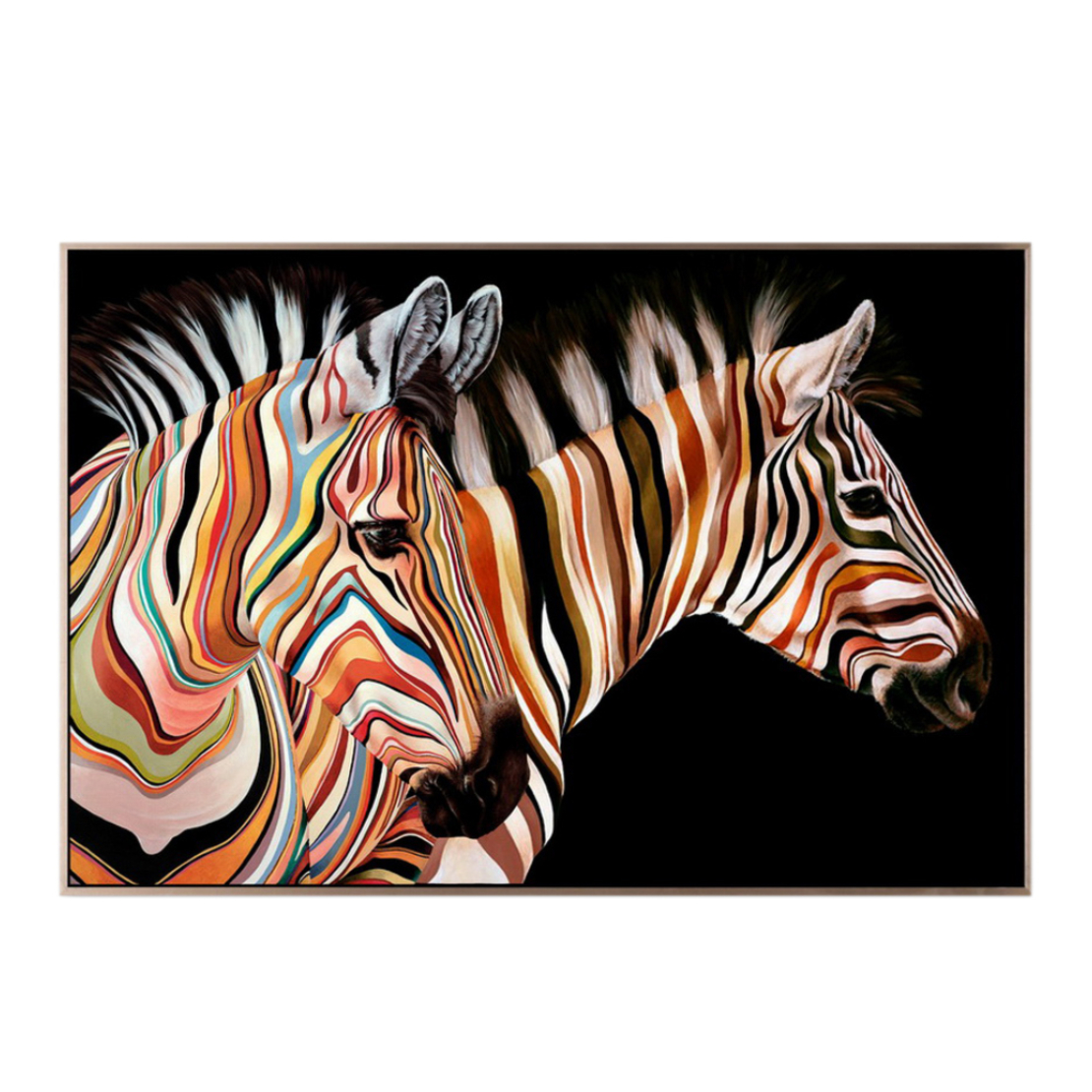 COLOR ZEBRA PAINTING CANVAS MULTICOLOR WOOD FRAME