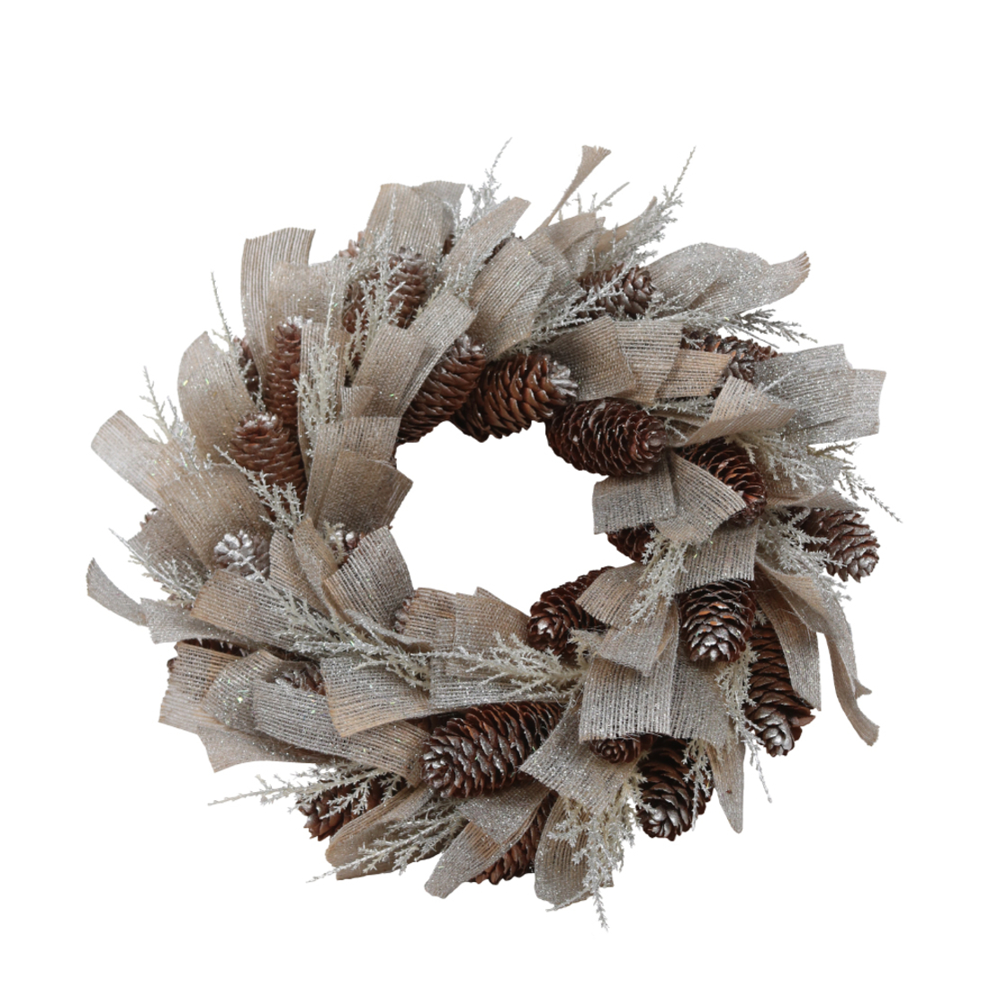 XMAS BECKY WREATH POLYFOAM CHAMPAGNE BEIGE BROWN D