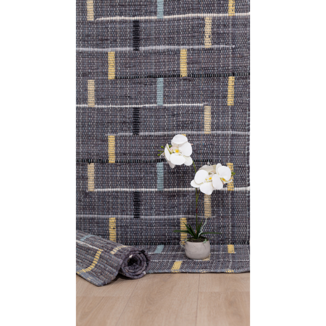 BOX CARPET COTTON BLUE BEIGE 70x150cm IN