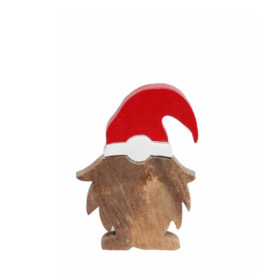 XMAS WOODY SANTA DECO WOOD MANGO NATURAL RED WHITE