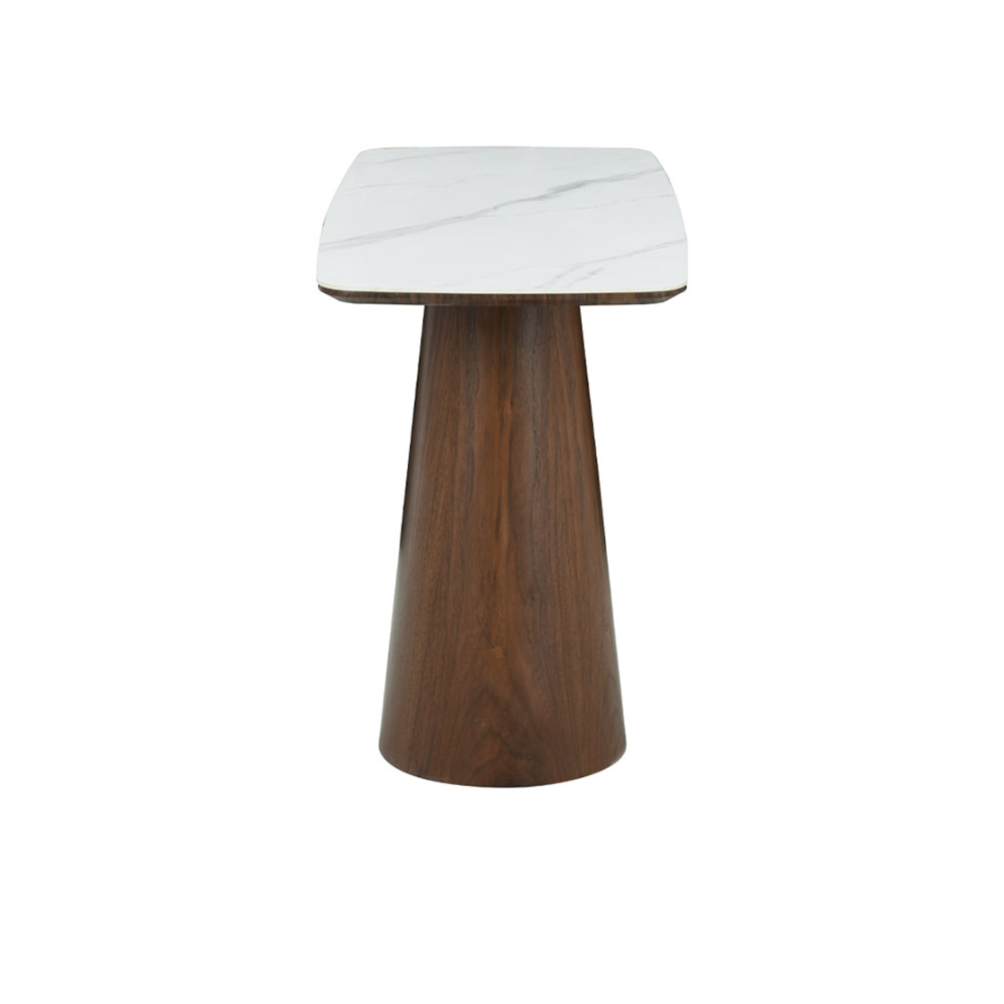 TOTEM CONSOLE GLASS WALNUT WHITE WITH MARBLE PATTERN VENEER ΟΑΚ 120x50x76 E1 PRC