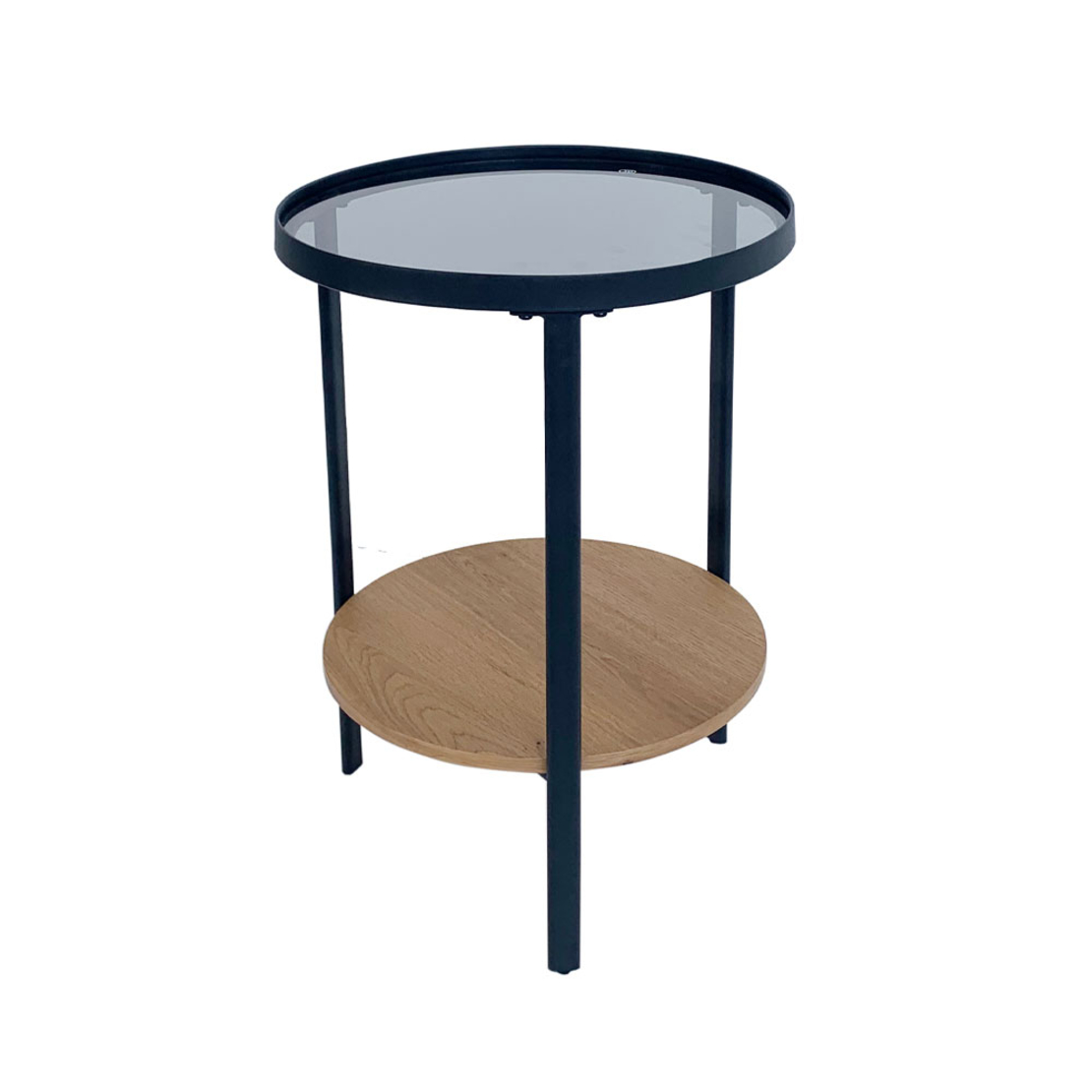 ACCORDO SIDE TABLE TEMPERED GLASS SMOKE NATURAL METAL BLACK 40x40xH55cm E1 PRC