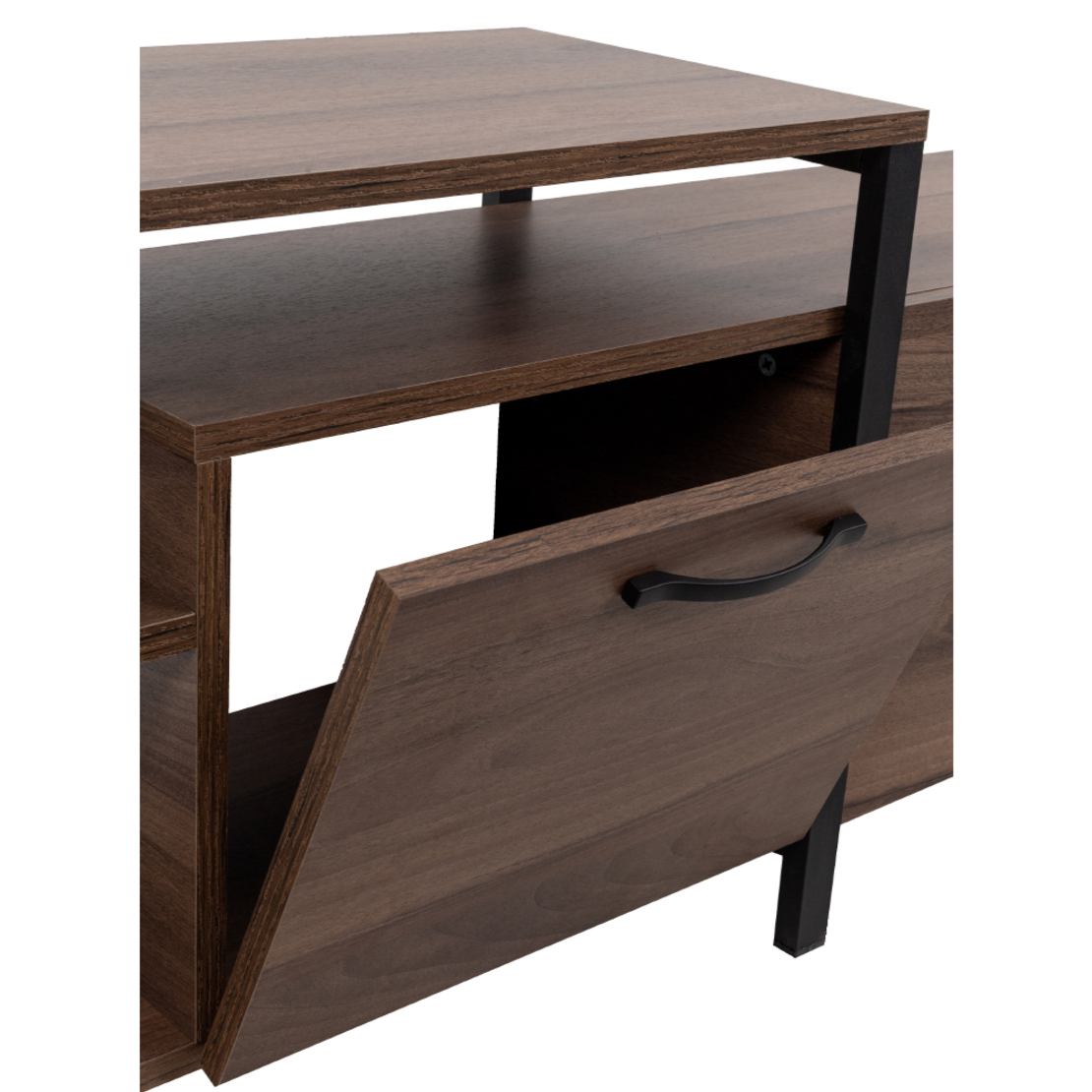 RAM TV STAND MELAMINE WALNUT BLACK METAL 180x35xH55cm E1 TR
