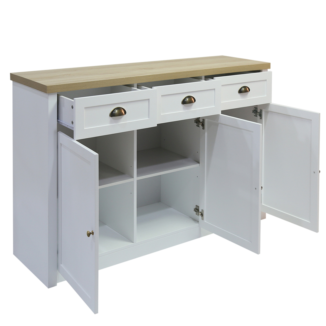 COTTAGE SIDEBOARD MELAMINE WHITE NATURAL 130x40xH87cm E1 PRC