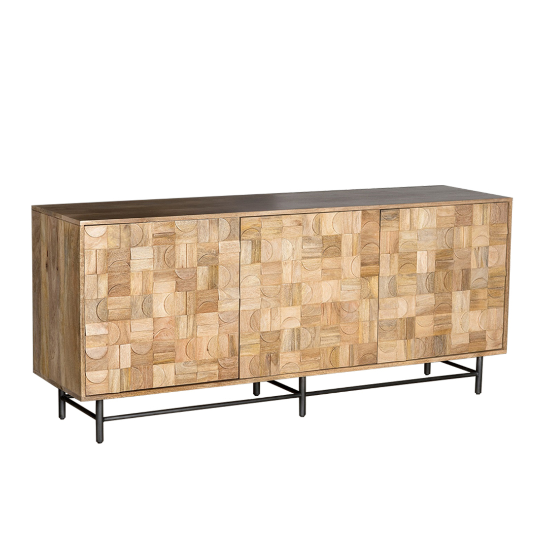 CYCLOS SIDEBOARD 3DOORS WOOD MANGO NATURAL METAL BLACK 172x45xH75cm IN