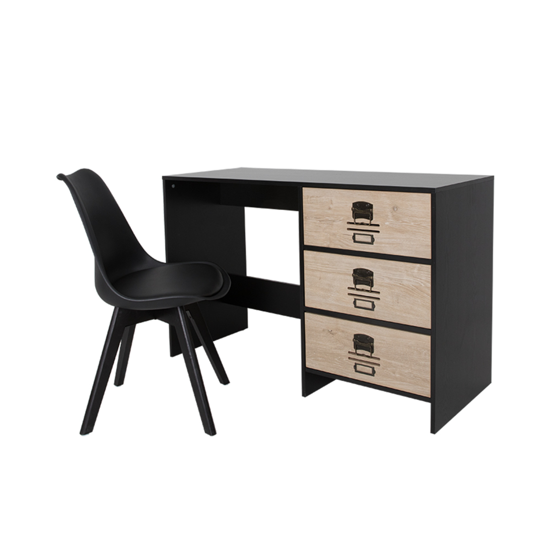 BLACKLY SLOT DESK 3DRAWERS CHIPBOARD WITH MELAMINE CARTA BLACK OAK SONOMA DECAPE 120x48xH76,5cm E1 PRC