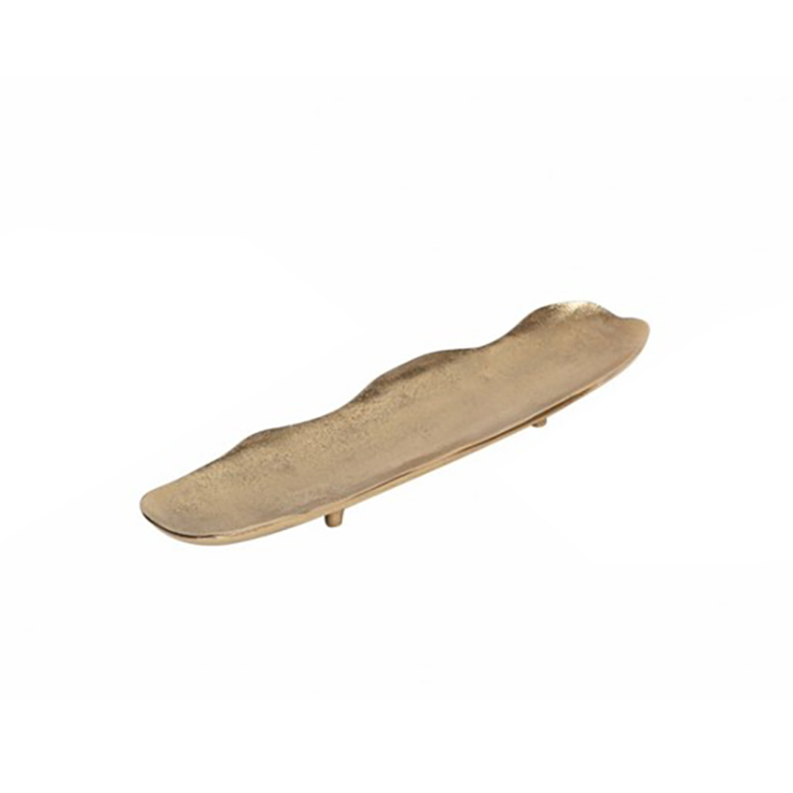 RICCIO L TRAY ON FOOT ALUMINIUM GOLD 39x10xH3,5cm