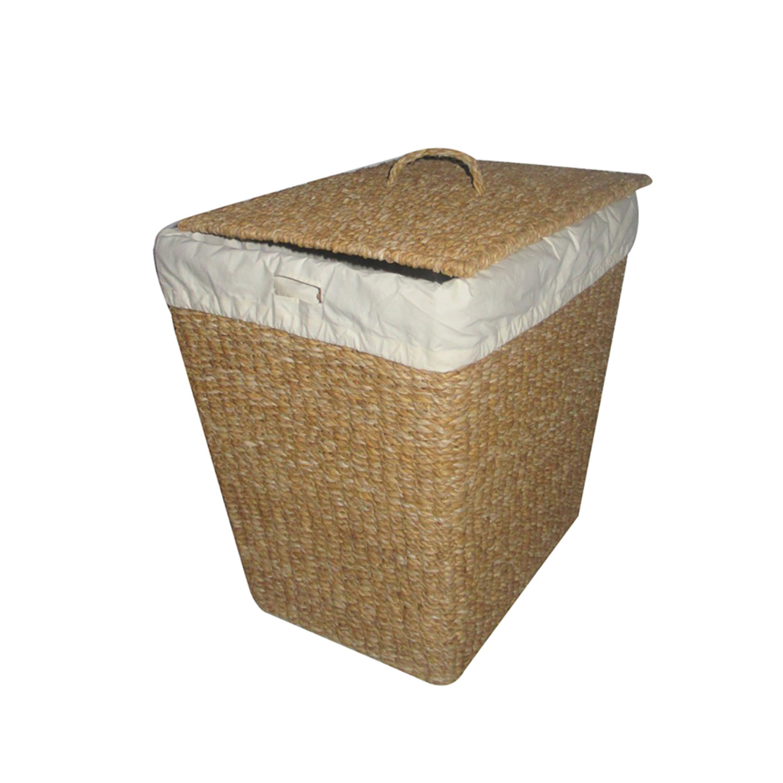 NEREA BASKET WITH LID SEAGRASS COTTON NATURAL WHIT