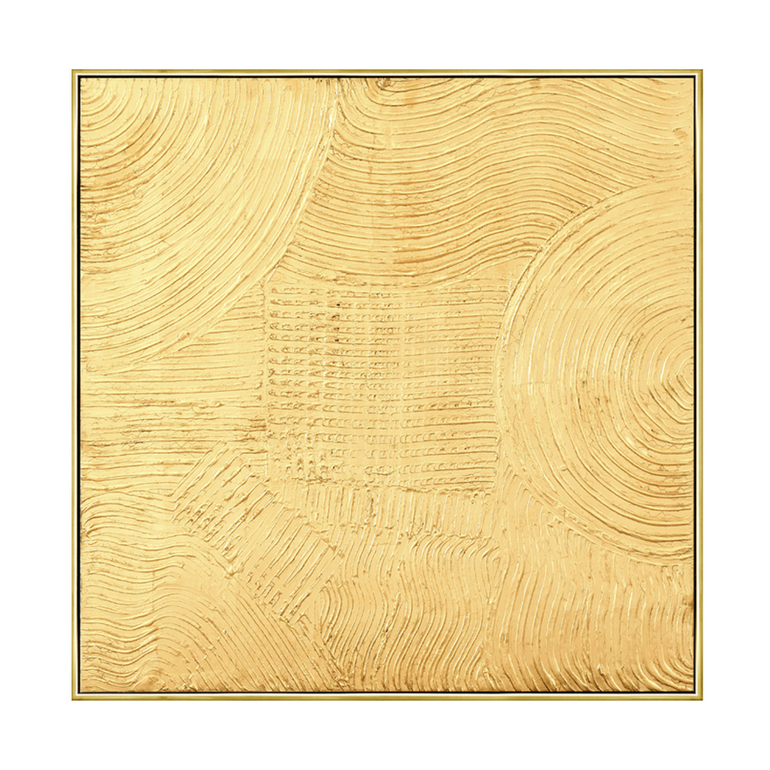 GOLD ABSTRACT PAINTING CANVAS GOLD WOOD 100x100xH4