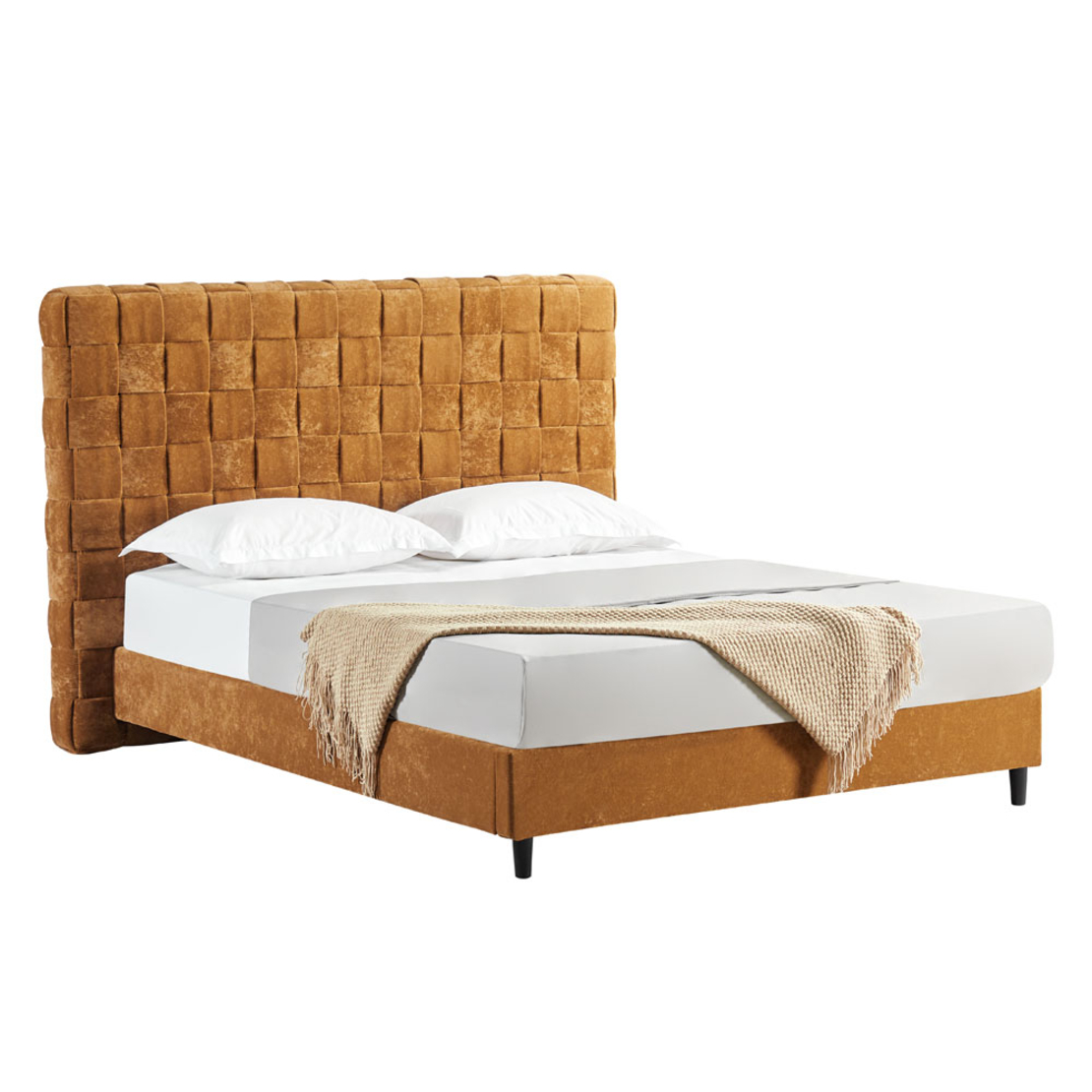 BALZAK BED (FOR MATTRESS 160x200cm) FABRIC CAMEL E1 PRC
