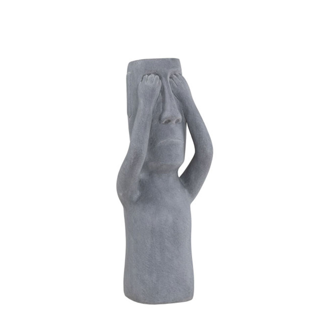 PERU MAN SEE DECO FIGURE ARTIFICIAL STONE GREY 19x