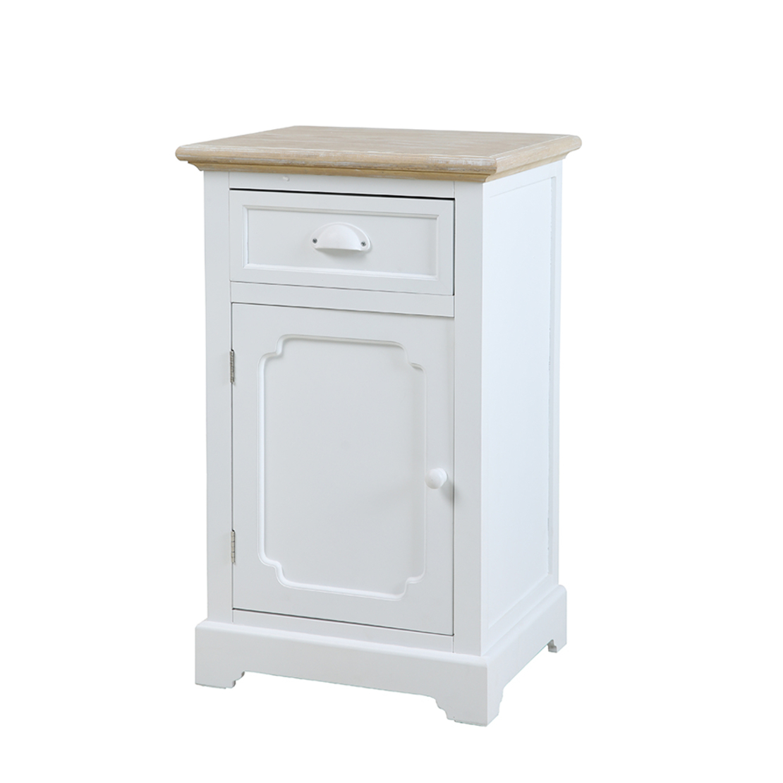 KIMOLOS NIGHTSTAND 1DOOR 1DRAWER LACQUERED MDF WHITE VENEER NATURAL E1 PRC