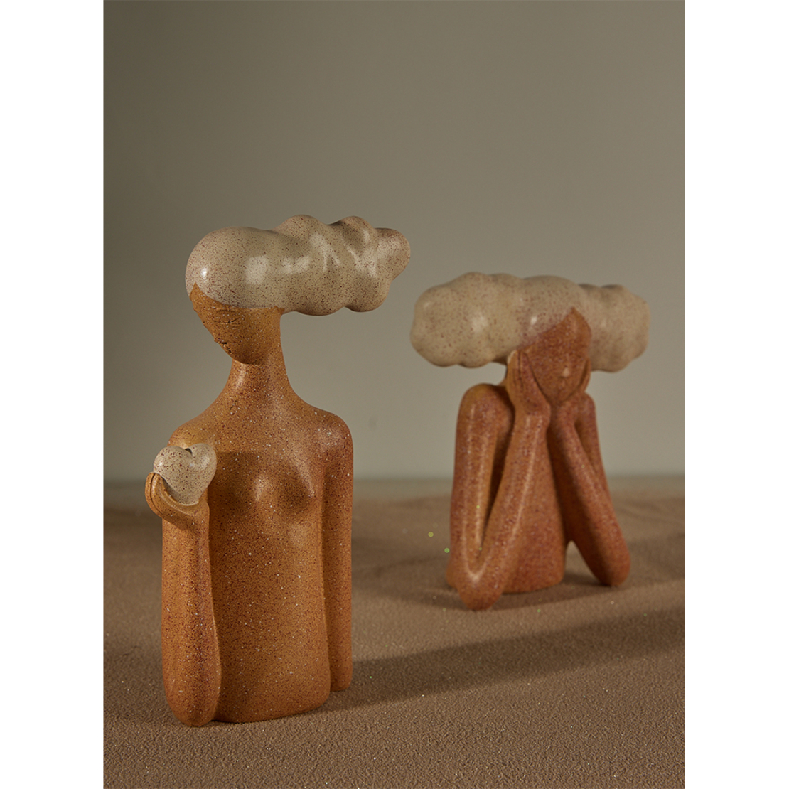 CHEVEU PINK 3 DECO FIGURE POLYRESIN TERRACOTTA GRE