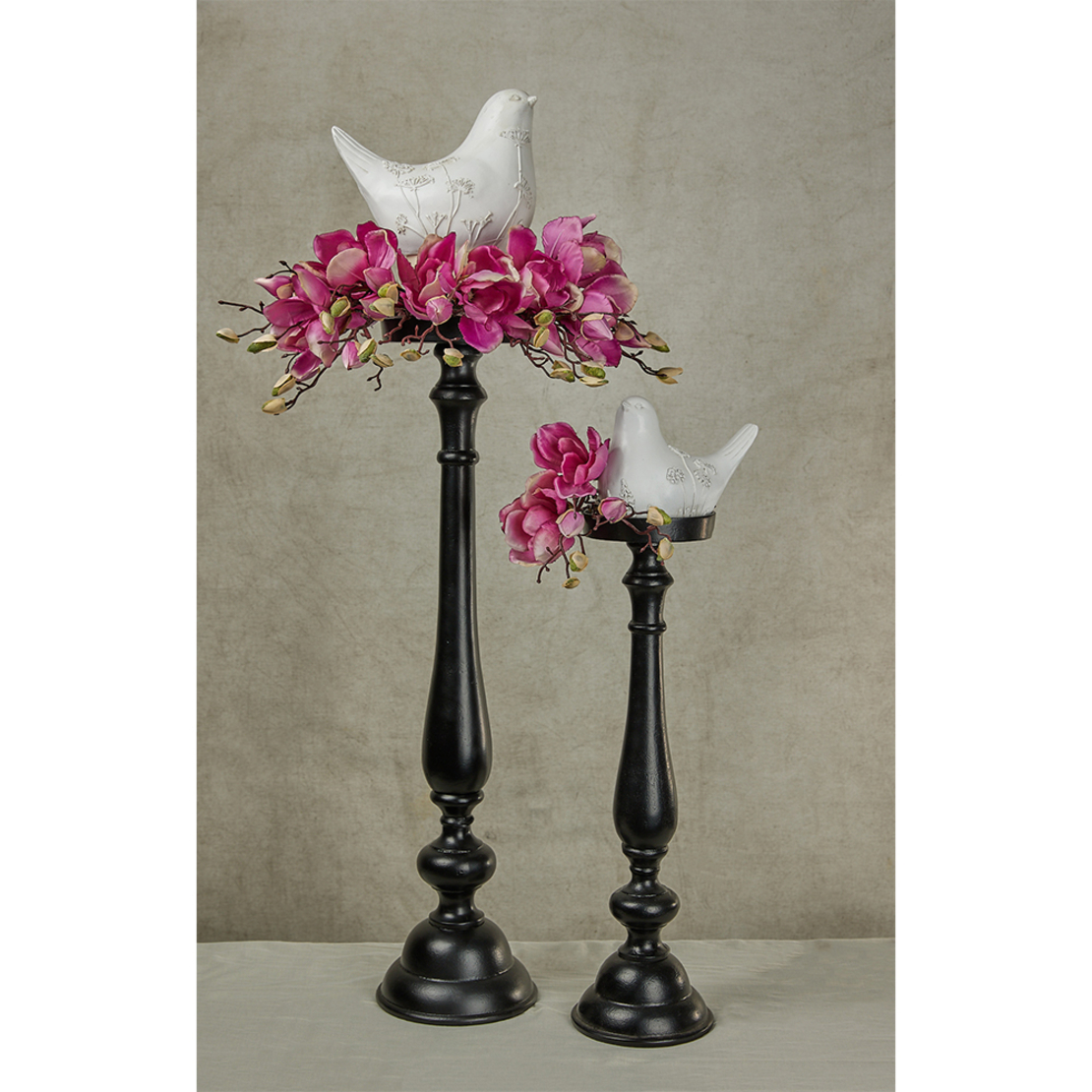 IONAS CANDLE HOLDER ALUMINIUM BLACK 18x18xH74cm IN