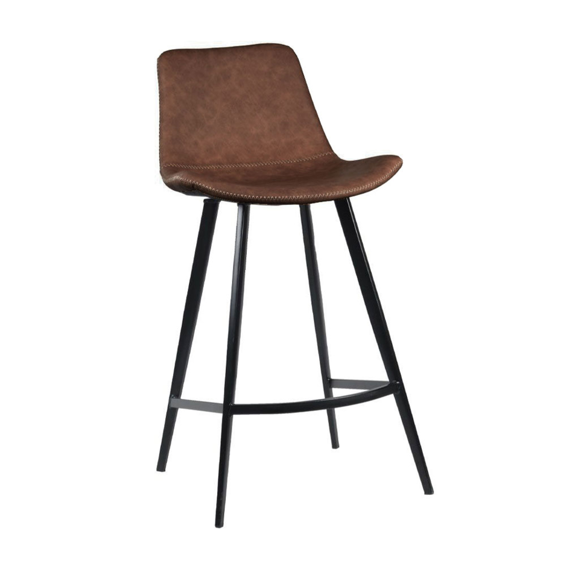 STITCHED STOOL BAR FABRIC TABAC METAL BLACK PRC