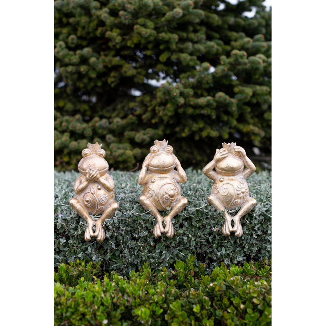 GRENOUILLE 2 DECO FROG POLYRESIN GOLD 11,3x9,5xH22
