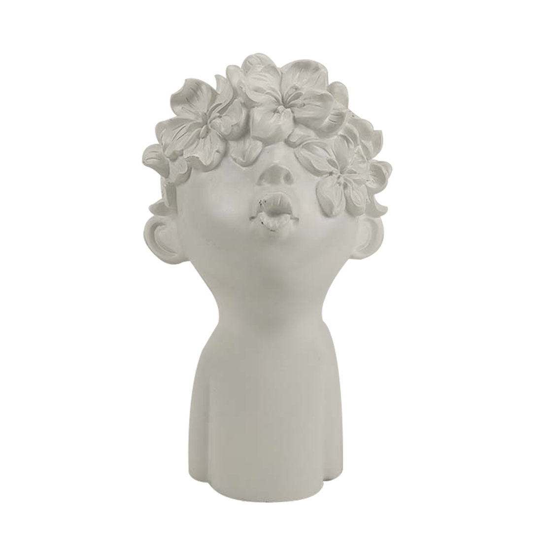 WHISP DECO FACE POLYRESIN WHITE 11,5x12xH20,5cm PR