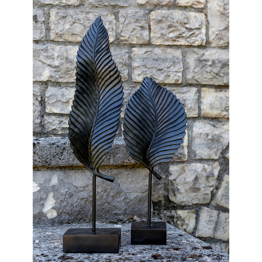 UMI DECO LEAF POLYRESIN BLACK 13x9xH57cm PRC