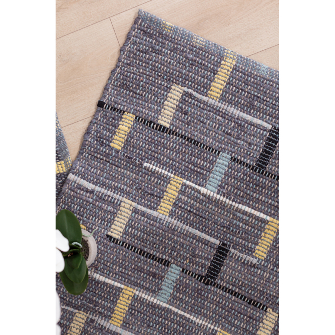 BOX CARPET COTTON BLUE BEIGE 70x150cm IN