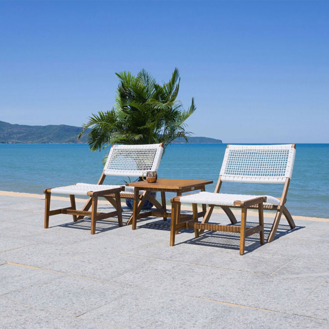 MESH CHAIR FOLDING HIGH DENSITY POLYETHYLENE WHITE NATURAL 78x60xH72,5cm VN