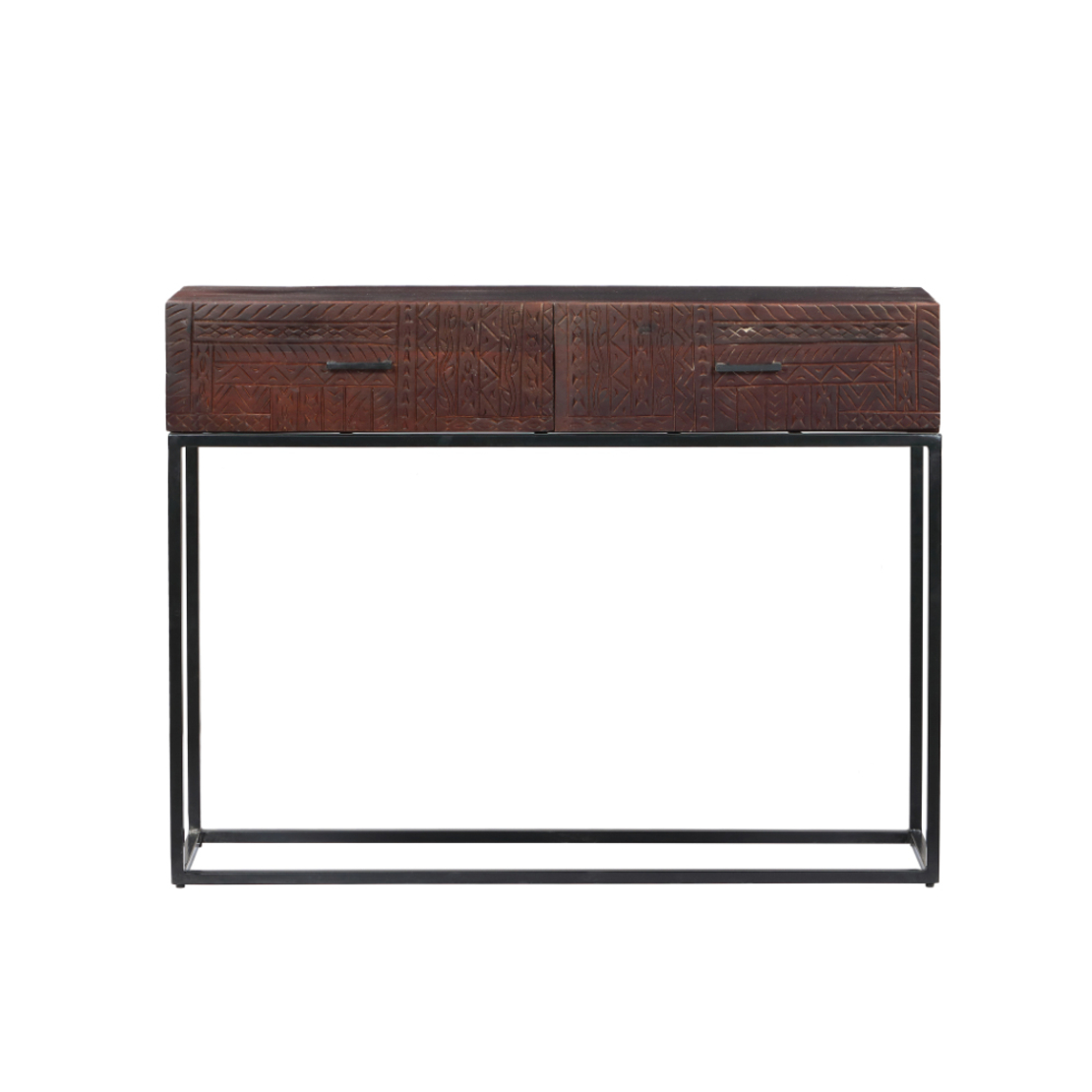 AZTEC CONSOLE 2DRAWERS WOOD MANGO BROWN DARK BLACK 120x35xH90cm IN