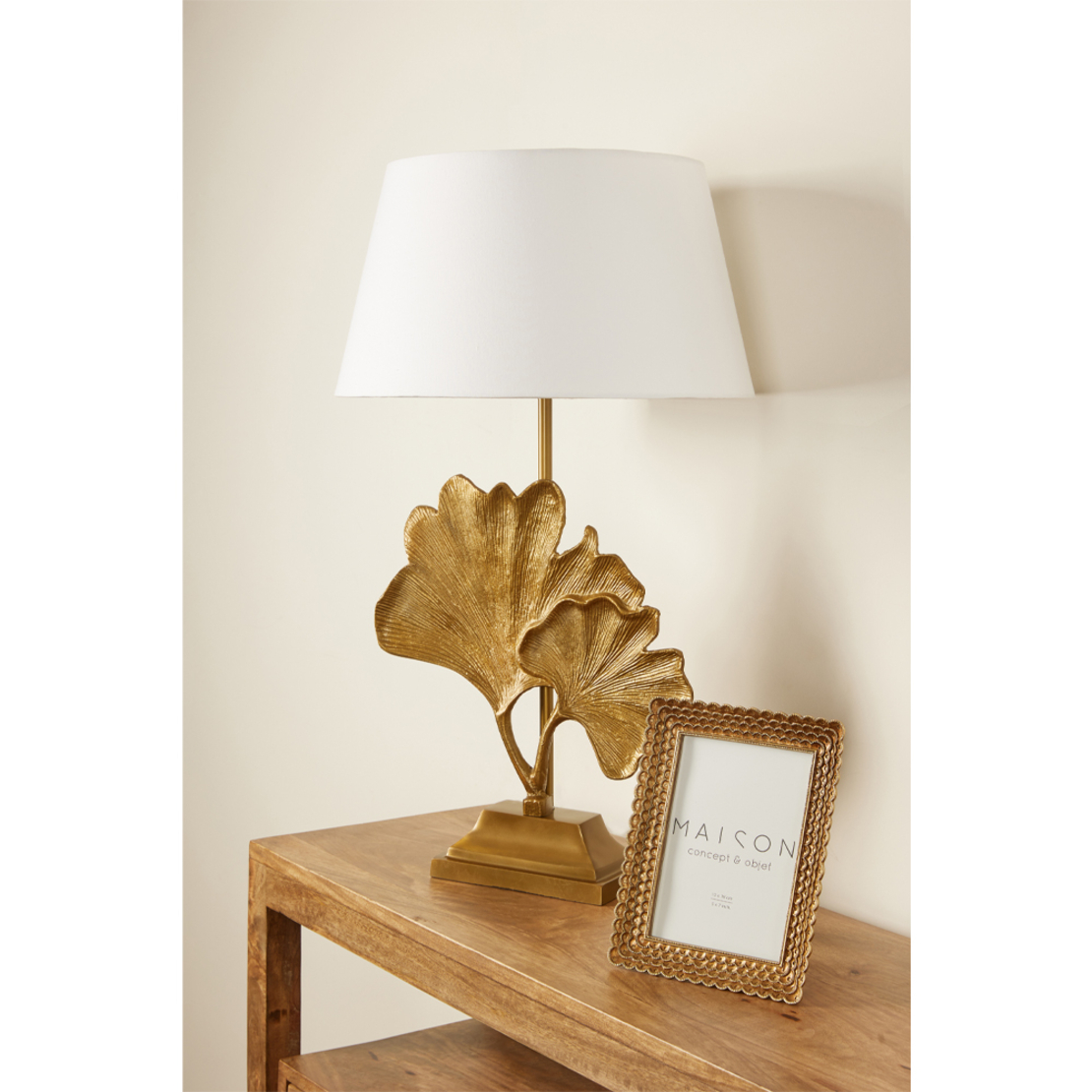 LEEF LAMP TABLE ALUMINIUM FABRIC GOLD ANTIQUE ANTI