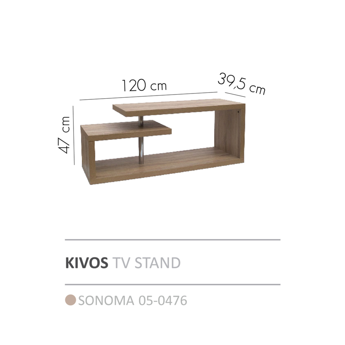 KIVOS TV STAND HONEYCOMB SONOMA 120x39,5xH47cm E1 PRC