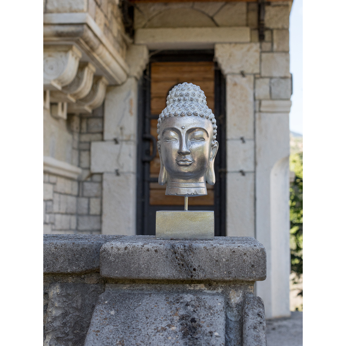 BUDAI DECO BUDDHA POLYRESIN SILVER 17,5x19xH41,5cm