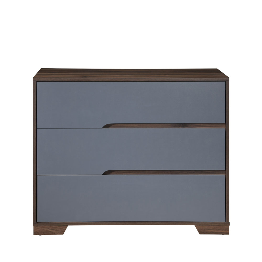 GROOVES PEDESTAL 3DRAWERS CHIPBOARD WITH MELAMINE CARTA WALNUT GREY E1 MY