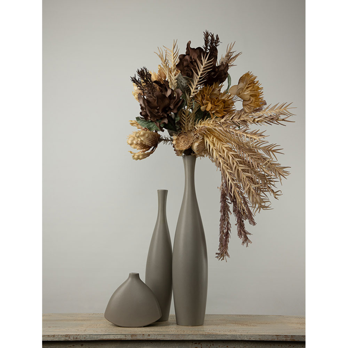 LEI VASE CERAMIC GREY MATTE D13,5xH60cm PRC