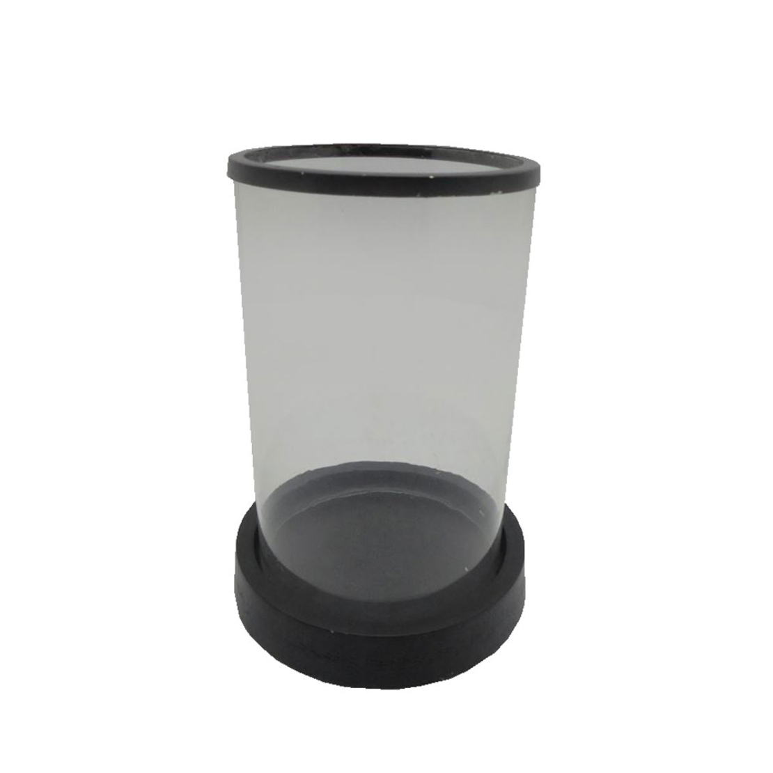 TITUL CANDLE HOLDER ALUMINIUM GLASS BLACK TRANSPAR