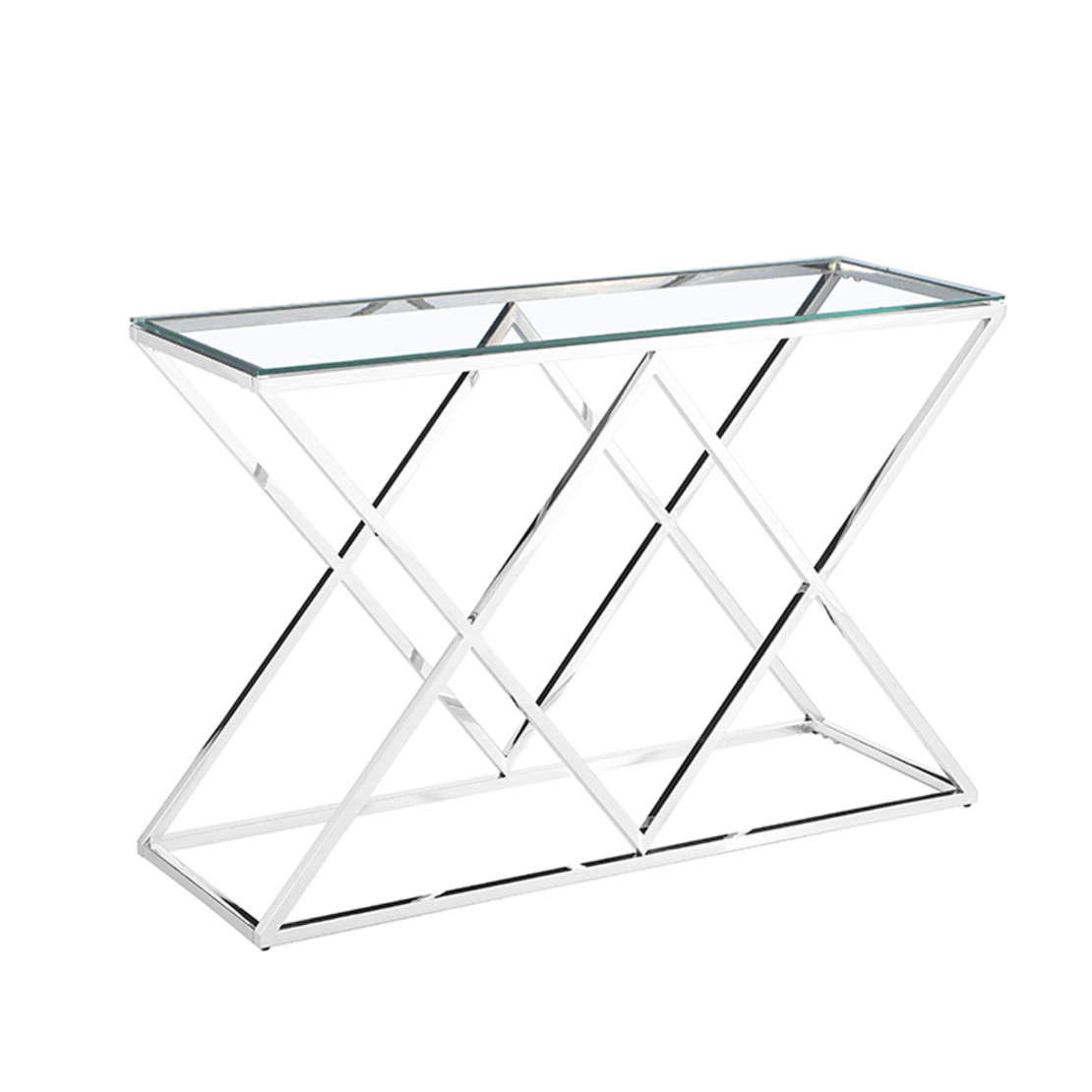 CONOR CONSOLE STAINLESS STEEL SILVER GLASS TRANSPARENT 120x40xH78cm PRC