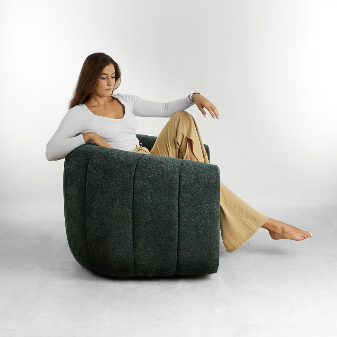 ASCOT ARMCHAIR SWIVEL FABRIC WATER GREEN METAL PRC