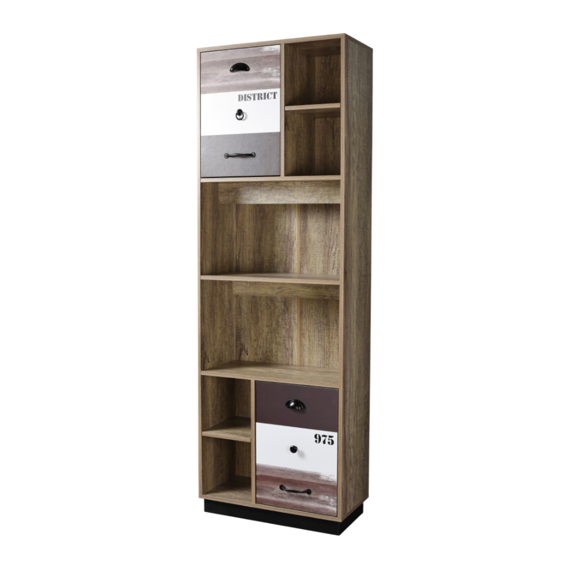 NUMBER BOOKCASE 2DOORS CHIPBOARD WITH MELAMINE CARTA SONOMA WHITE GREY 60x29,6xH180cm E1 PRC