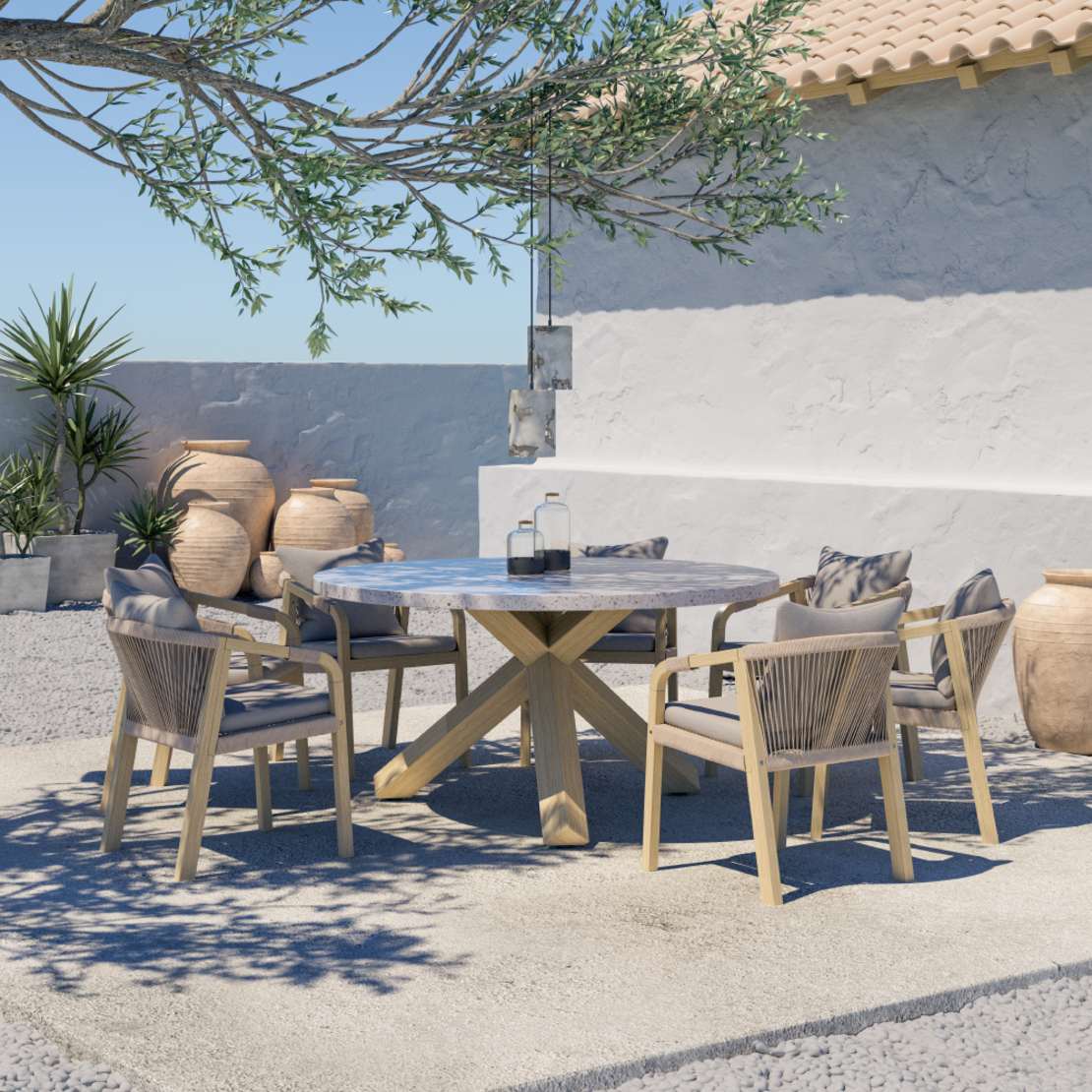 TERRAZZO CHAIR WOOD ACACIA BEIGE 66x55xH75cm VN