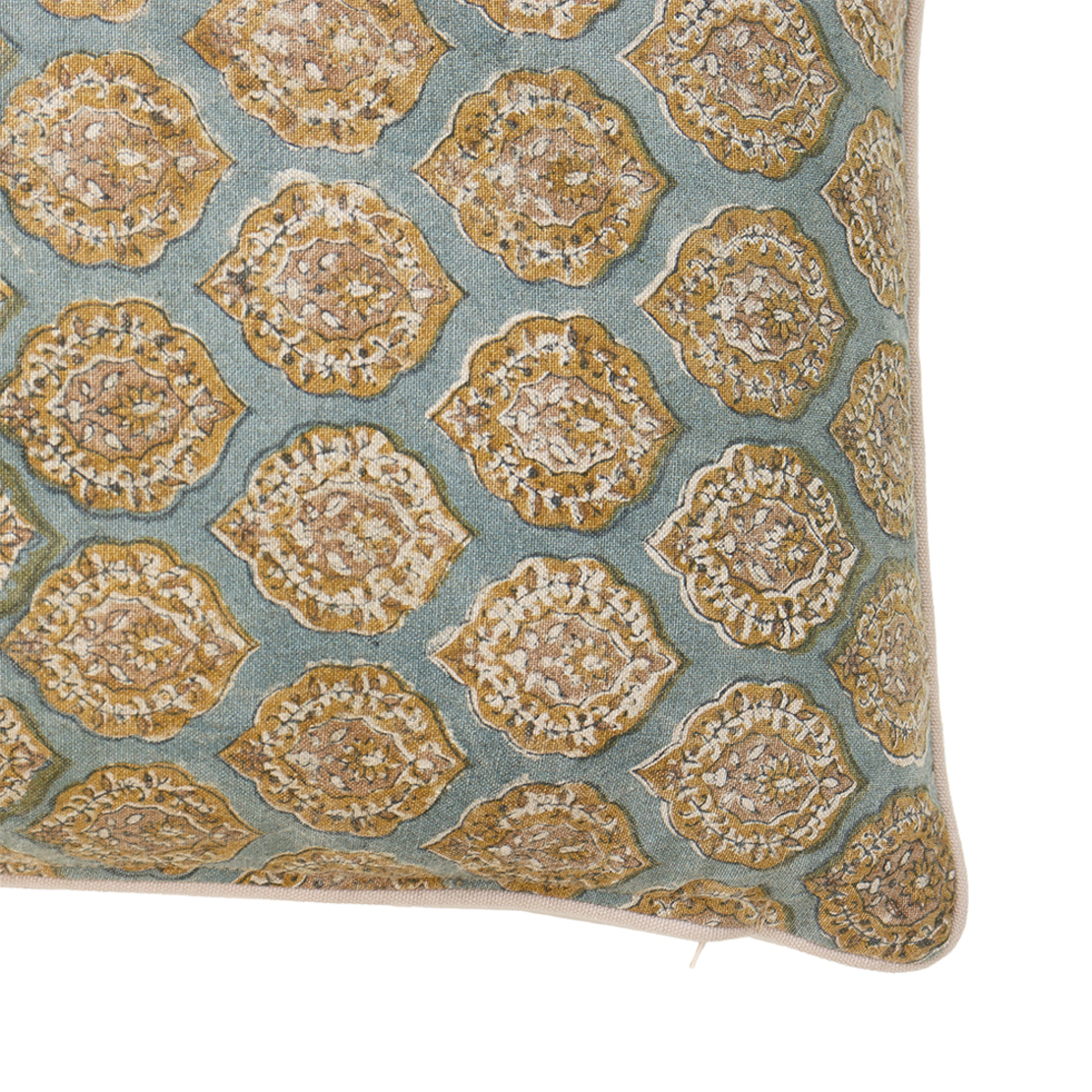 VENETIAN DECOR CUSHION COTTON VISCOSE AQUA GOLD 40