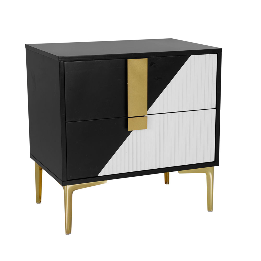 NEW YORK NIGHTSTAND MDF WHITE MDF BLACK GOLD E1