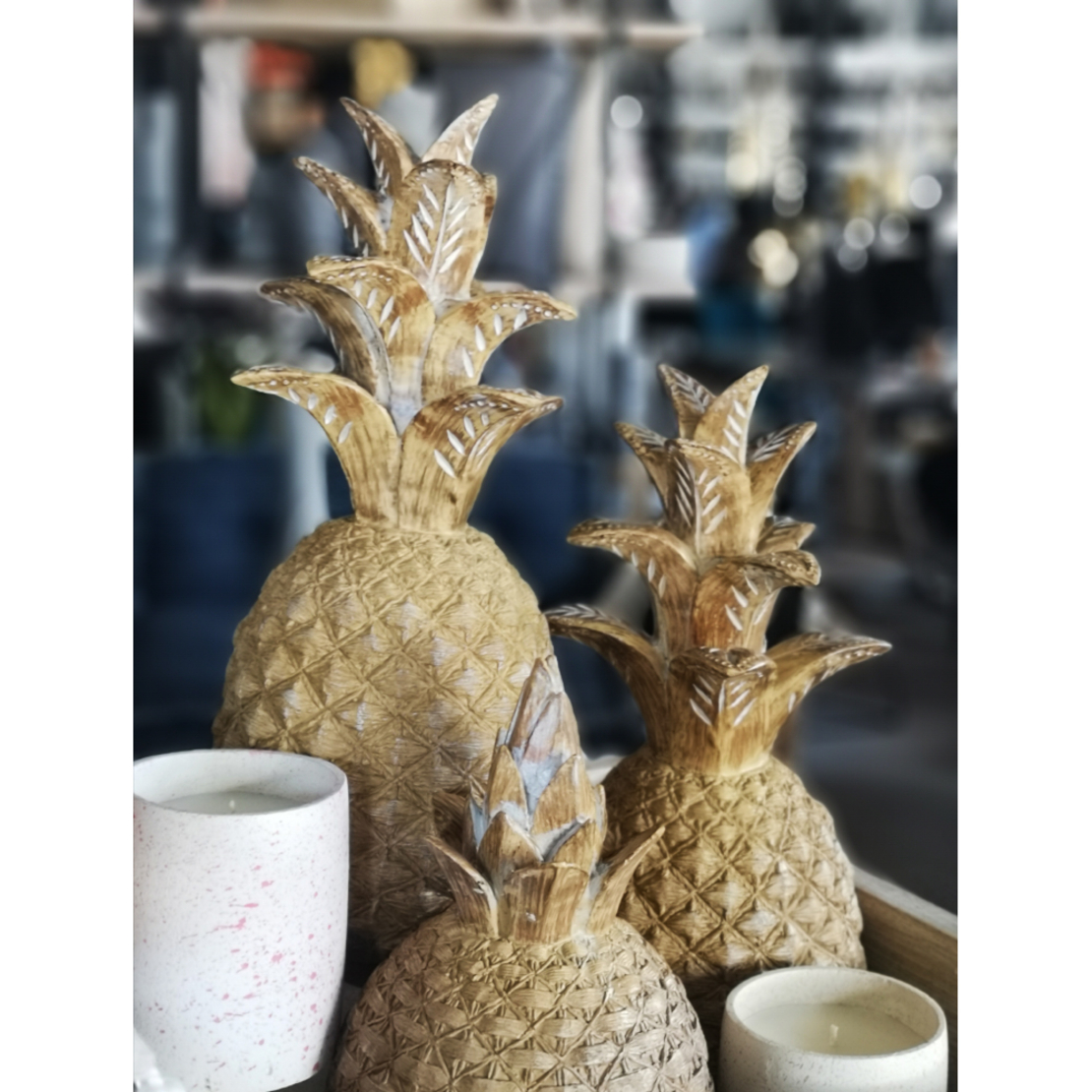 GINKO 4 DECO PINEAPPLE POLYRESIN NATURAL D14xH24,5