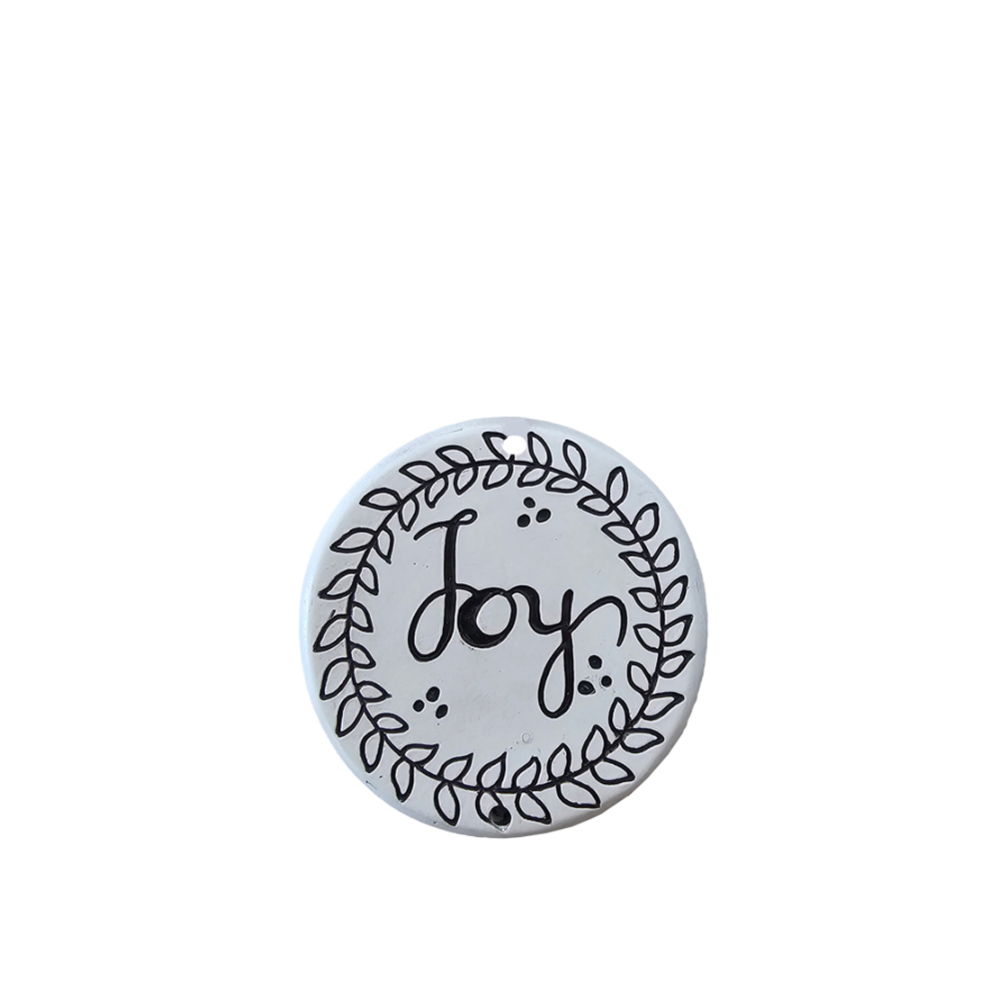 XMAS LUCKY CHARM 2025 JOY POLYRESIN BLACK WHITE 8,