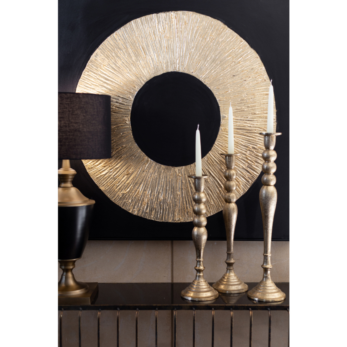 DAZZLE CANDLE HOLDER ALUMINIUM GOLD 15x15xH46cm IN